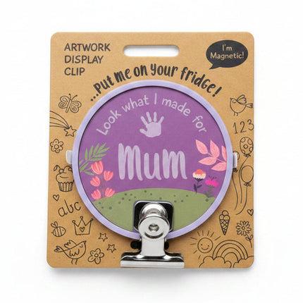 Kids Artwork Clip for Mum magnetic fridge artwork holder with clip and green circular design