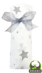 Organic Silver Star Baby Muslin Wrap