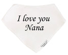 White bandana with 'I love you Nana' text on a white background