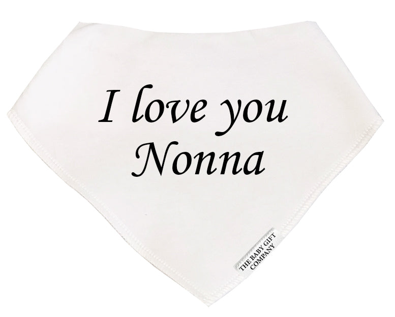 White bandana with 'I love you Nonna' text on a white background