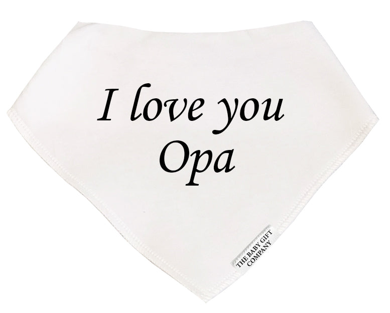 i love opa white baby  bib