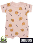 Baby romper with sun design and 'Bonds' branding on a white background