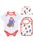 Paddington themed baby clothing set romper hat bib