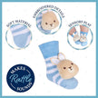 Peter Rabbit Ultra-Soft Baby Foot Rattles with illustrations on a white background