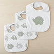Set of baby bibs with elephant pattern 3 pack