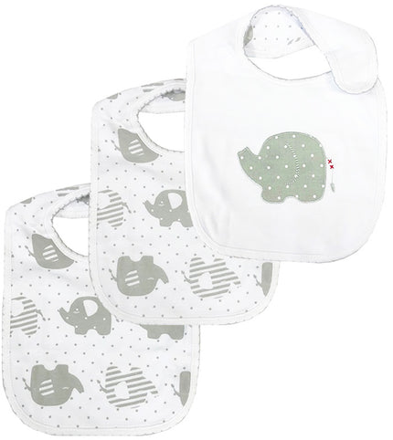 Set of baby bibs with elephant pattern 3 pack