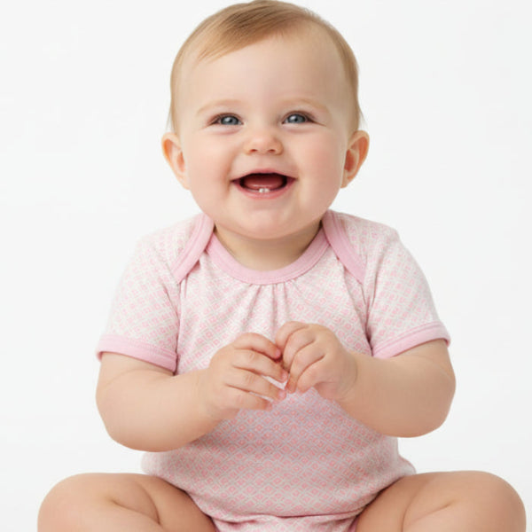 Organic girl pink top on baby