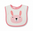 Rabbit Cotton Interlock Baby Bib on white background