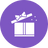 White gift box with bow on a purple circle