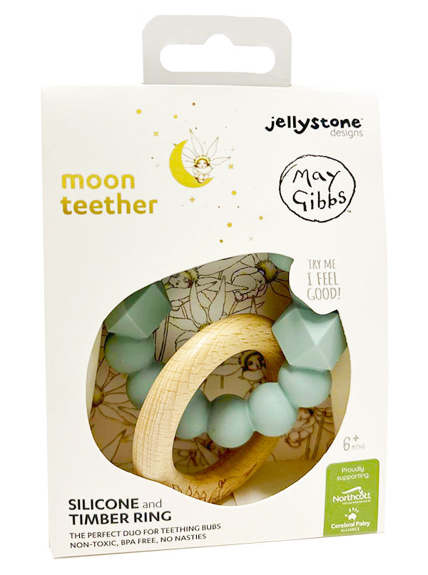 Jellystone May Gibbs Silicone & Wood Baby Teether packaging
