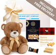 Teddy Hugs Baby Gift Box with soft plush teddy and gourmet treats for parents from The Baby Gift Company.