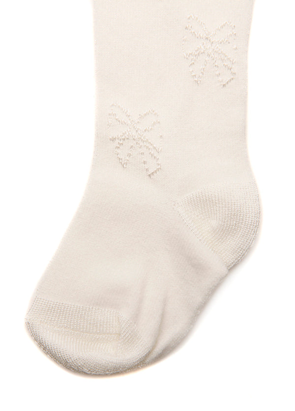White sock with a subtle pattern on a white background
