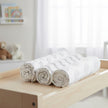 Three Cotton Large Soft Muslin Swaddle Blankets in baby nursery