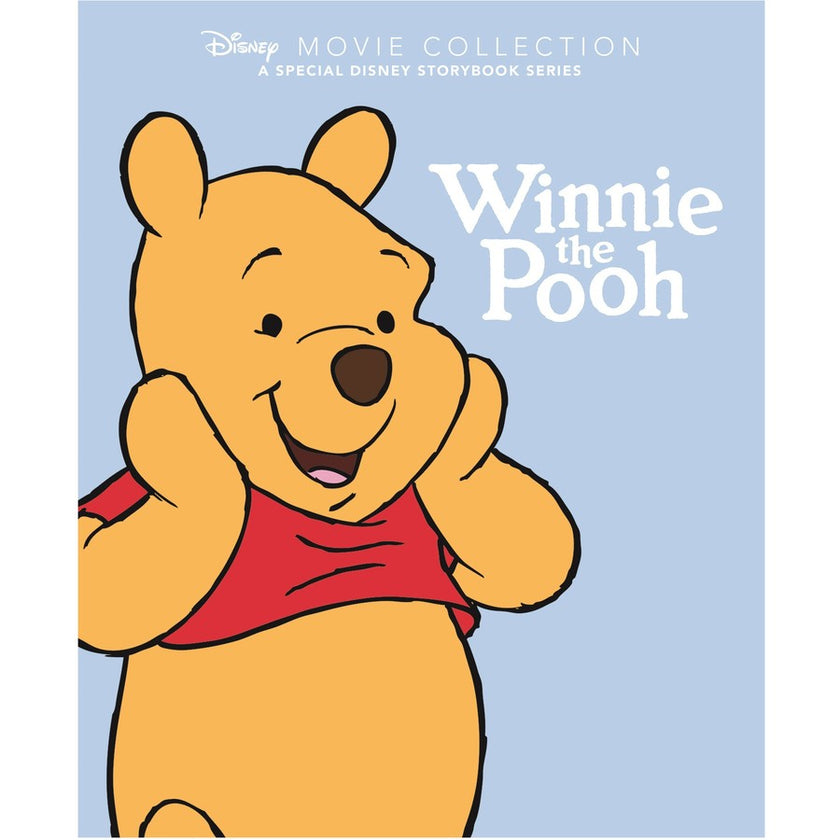 Winnie the Pooh book cover with characters and elements from the story on a black background