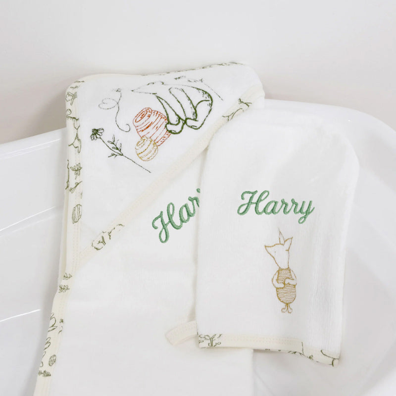 Disney winnie the pooh baby hooded towel and washer