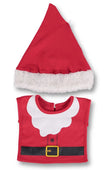 Red Santa hat and vest set on a white background