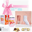 Baby gift set with 'Mum Power' tumblers, skincare products, and Ferrero Rocher chocolates from The Baby Gift Company.
