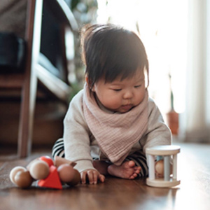 Neutral-coloured toys are soothing for babies