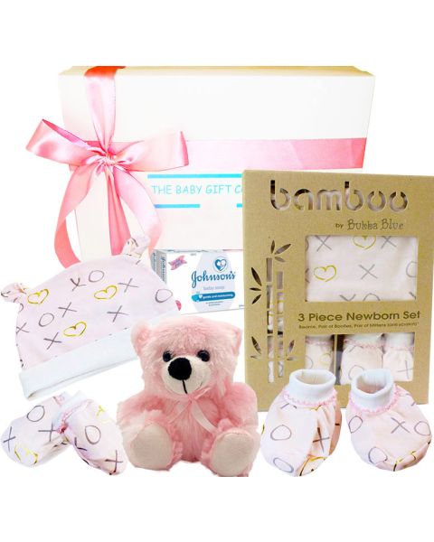 A Little Rose Baby Girl Gift Box - Baby Girl Bamboo Clothing & Teddy Bear Gift Hamper