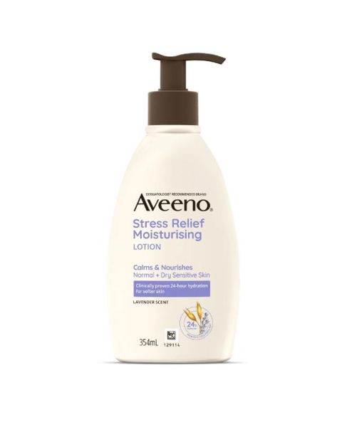 Aveeno Stress Relief Moisturising Lotion 354mL – lavender-scented daily moisturiser with colloidal oats