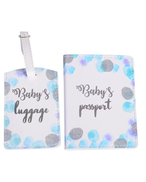 Baby's First Passport Cover & Tag Set blue