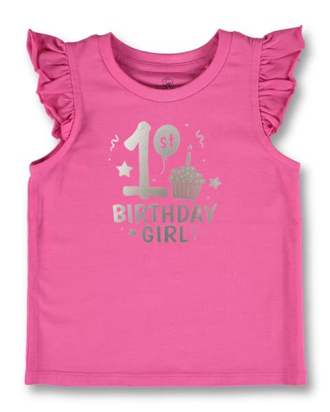 First Birthday Girl Organic Cotton Pink Top