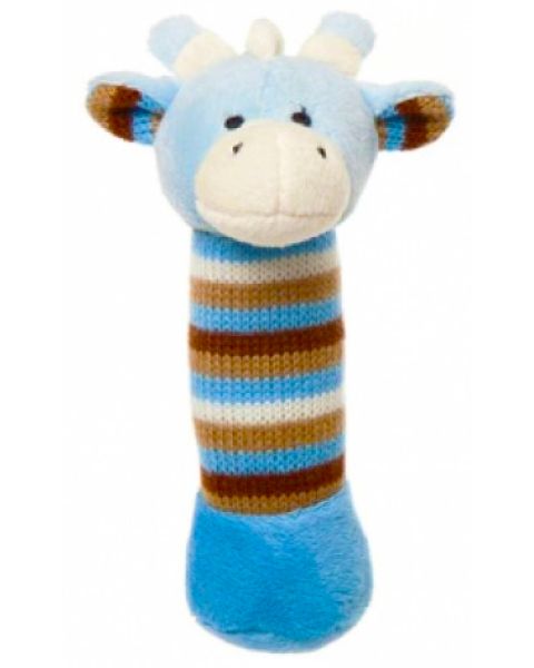 Plush Blue Giraffe Hand Rattle Toy