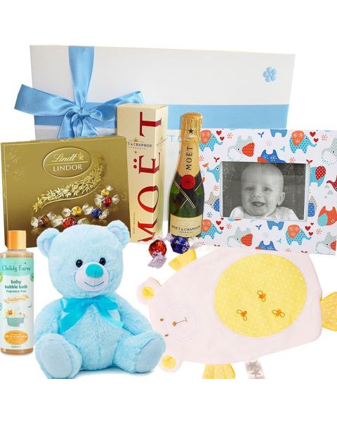 Luxury celebration baby boy gift hamper