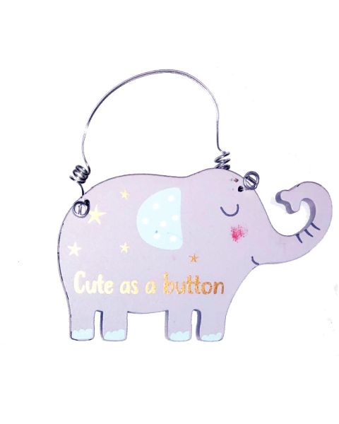 Cute as a Button Elephant Mini Hanging Plaques 
