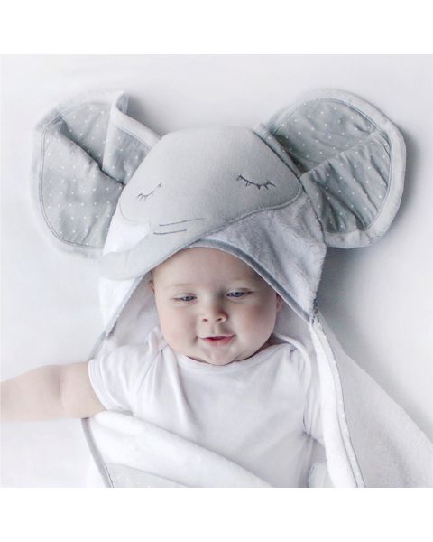 Elephant baby hooded towel