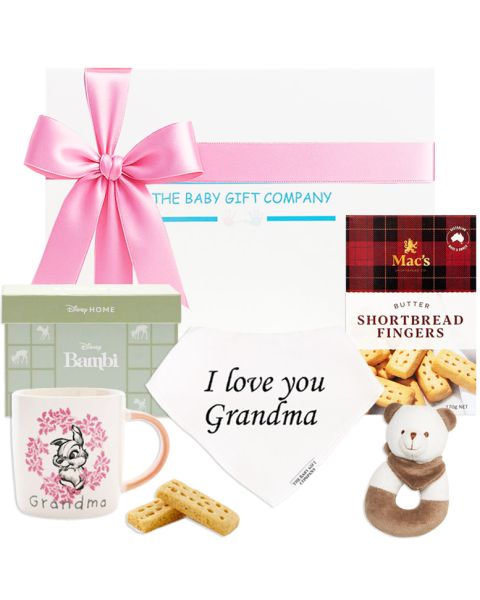 New Grandma Celebration Gift Box with personalised baby bib