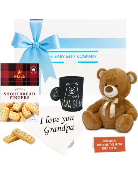 New Grandpa Celebration Gift Box with teddy bear and biscuits