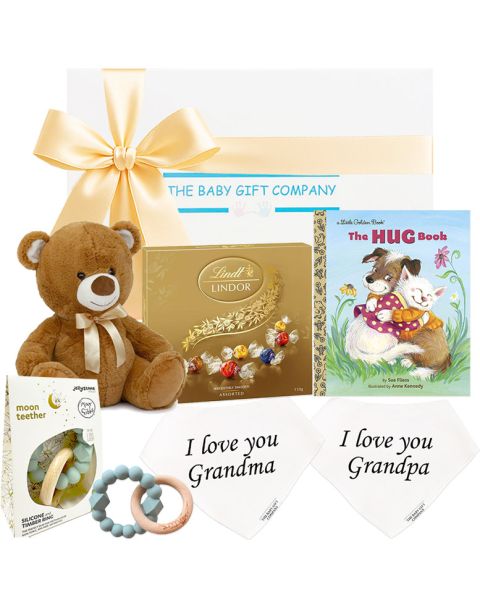 New Grandparents Gift Box with teddy bear and chocolates
