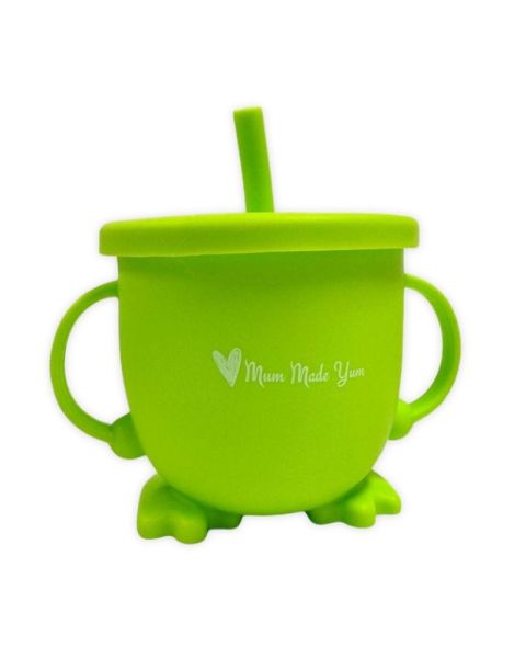 green silicone baby sippy cup