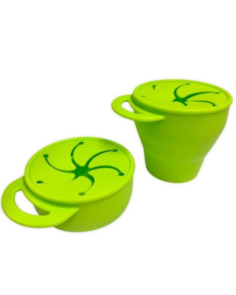 Green Silicone Collapsible Snack Cup | No Mess, BPA-Free & Eco-Friendly