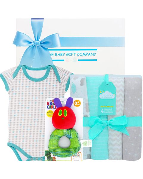 Hush baby boy gift hamper - inspired by the beloved children’s classic. Designed to stimulate baby's early development