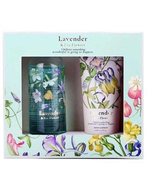 Lavender & Pea Flowers gift set with shower gel and lotion