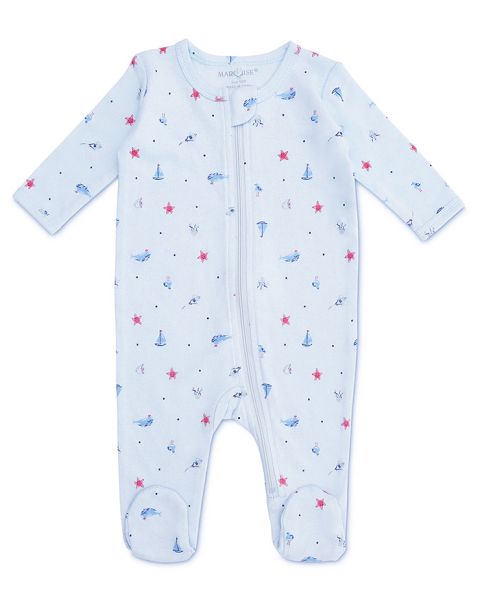 Marquise Whales & Boats Baby Zipsuit
