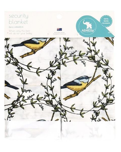 Birds Muslin Security Blankets