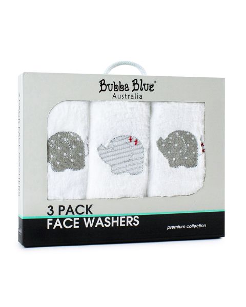 Bubba Blue Elephant Velour Face Washer Set