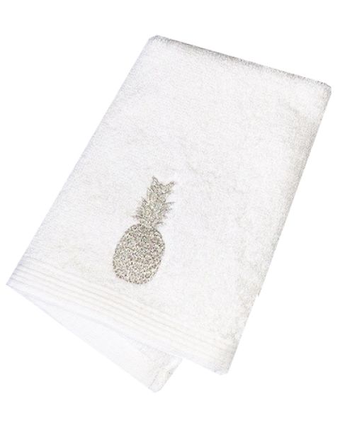 Silver Embroidered White Face Washer