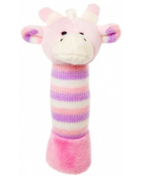 Plush Pink Giraffe Hand Rattle Toy