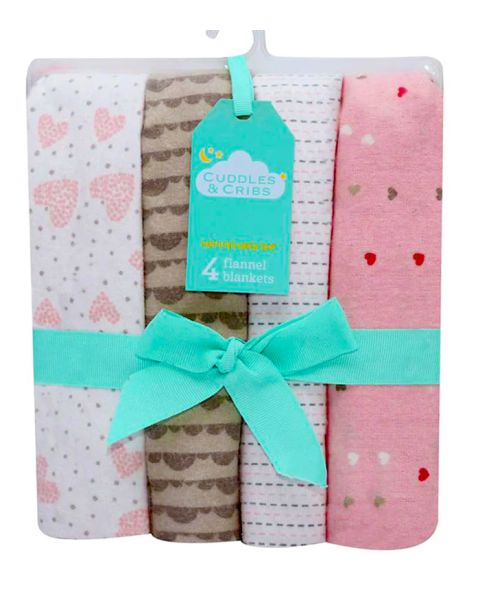Flannel Baby Wraps - 4 Pack