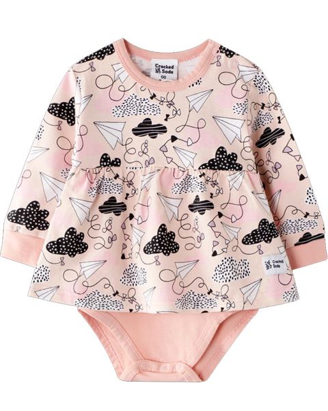 Pink Cotton Long Sleeve Dress