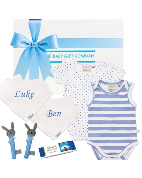 Twin Baby Boys Preemie Gift Hamper – Personalised Newborn Baby Shower Gift
