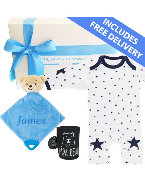 Teddy Hugs Baby Boy Gift Hamper - personalised gifts for baby boys
