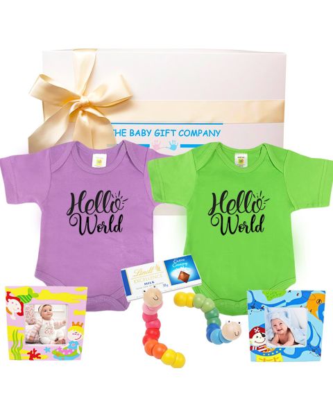 Twin Baby Boy & Girl Gift Basket