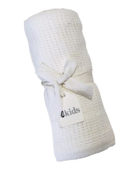 White Crochet Cellular Blanket