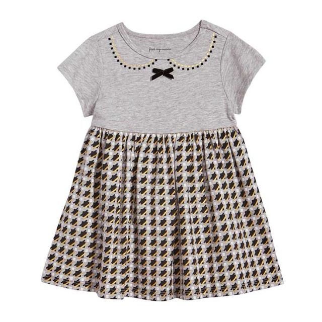 Gold, Black, Grey Houndstooth Print Tunic 