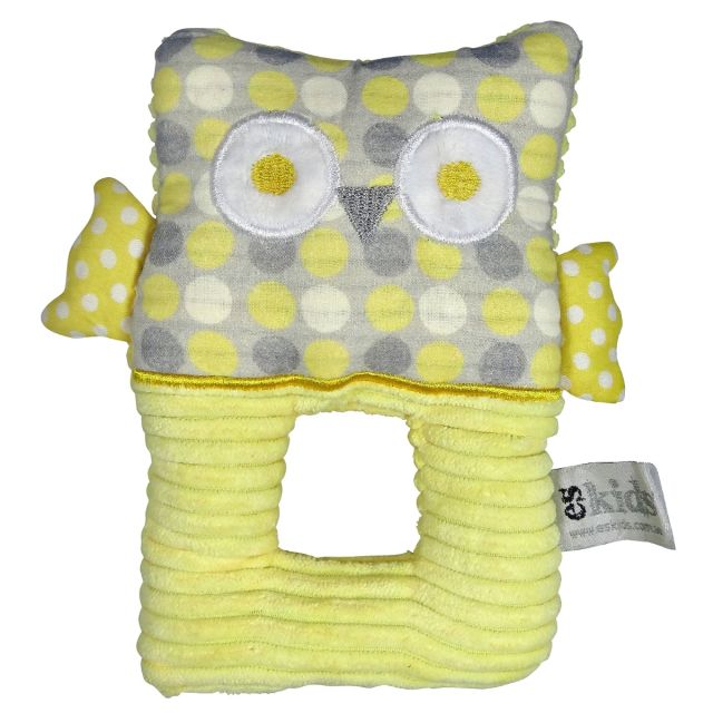 Yellow Owl Ring Rattle Baby Toy